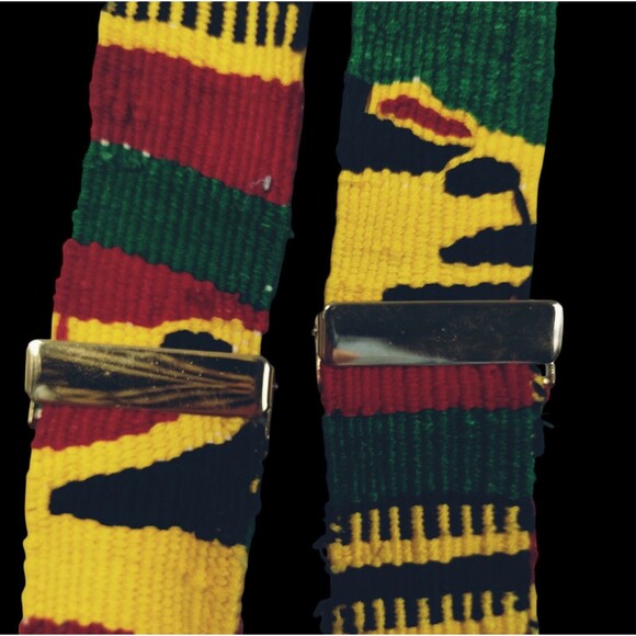 Suspenders Rastafarian Style Red Green Yellow Black Bobo Ashanti Reggae Braces - Picture 4 of 8